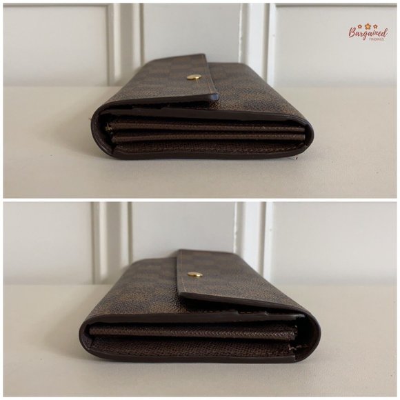 Authentic Louis Vuitton Vintage Damier Ebene Coated Canvas Leather Sarah Long Wa - Picture 5 of 12